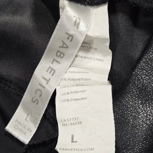 Fabletics Pant Womens L Black Faux‎ Leather Straight Leg Mid Rise Ankle Classic - Picture 5 of 11